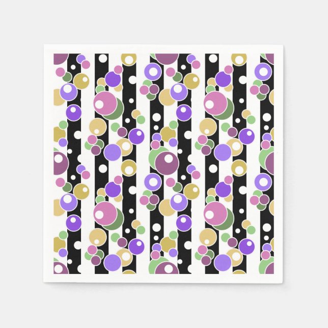 Retro-, Streifen- und Polka-Punkte Serviette (Vorderseite)