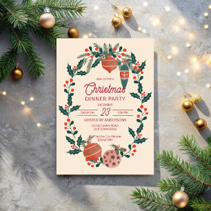 Retro-Streifen zu Weihnachten Großmilenial Dinner  Einladung