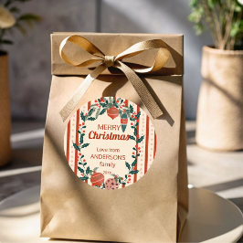 Retro-Streifen zu Weihnachten Jahrtausende alt Runder Aufkleber