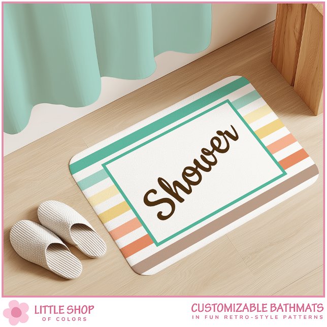 Retro-Streifenmuster anpassbar Badematte (Von Creator hochgeladen)