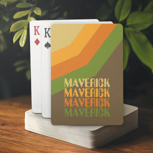 Retro-Streifenmuster Erdtöne Wiederholender Name Spielkarten
