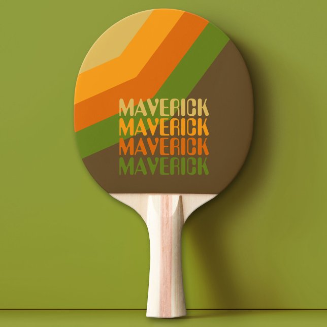 Retro-Streifenmuster Erdtöne Wiederholender Name Tischtennis Schläger (Custom Ping Pong Paddle)