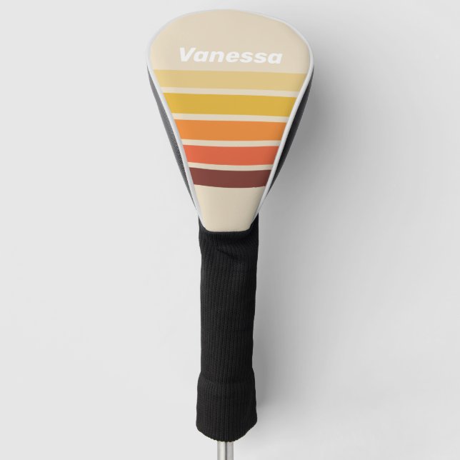 Retro-Streifenmuster mit Namen Golf Headcover (Vorderseite)