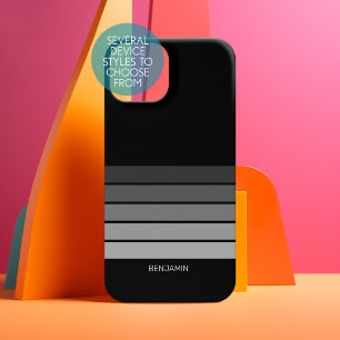 Retro-Streifenmuster Schwarz Grau Vintage-Vibe Samsung Galaxy Hülle