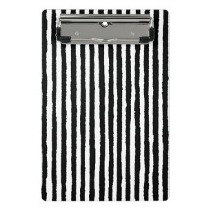 Retro-Streifenmuster vertikal Schwarz und Weiß SW Mini Klemmbrett