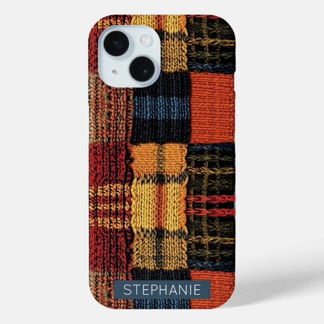 Retro Strick Patchwork - Gemütlicher Herbst Boho V Case-Mate iPhone Hülle (Rückseite)