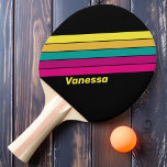 Retro Strickdunkler 80er mit Namen Tischtennis Schläger<br><div class="desc">Erleben Sie Ihr Tischtennis mit unserem Retro Striped Dark 80er mit Name Ping Pong Paddle, einer Mischung aus Nostalgie und Performance. Mit einem faszinierenden Retro-gestreiften dunklen 80er-Design versetzt dieses Paddel Sie in die ikonische Ära der Neonlichter und lebhafter Farben. Personalisieren Sie es mit Ihrem Namen für eine benutzerdefinierte Touch, die...</div>