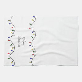 Retro String Lights Frohe Weihnachten Geschirrtuch