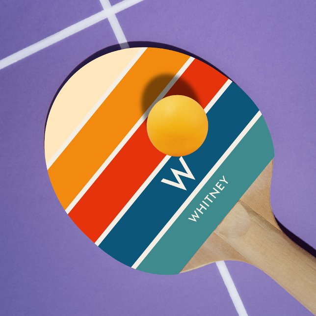 Retro Strip Monogram Personal Tischtennis Schläger (Von Creator hochgeladen)