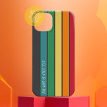 Retro Strip Muster Regenbogenfarben Monogramm Case-Mate iPhone 14 Plus Hülle<br><div class="desc">Ein Retro Regenbogen mit 70er inspiriert Farben und einem minimalen Muster. Die Farben Grün,  Blau,  Gelb,  Orange und Rot können geändert werden. Die großen Streifen,  die vertikal verlaufen,  machen es zu einem kühlen,  aber minimalen Look für Ihr Cover.</div>