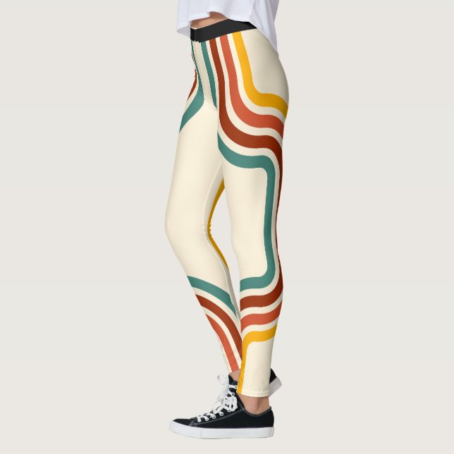 Retro Strip Regenbogen Vintag Leggings (Links)