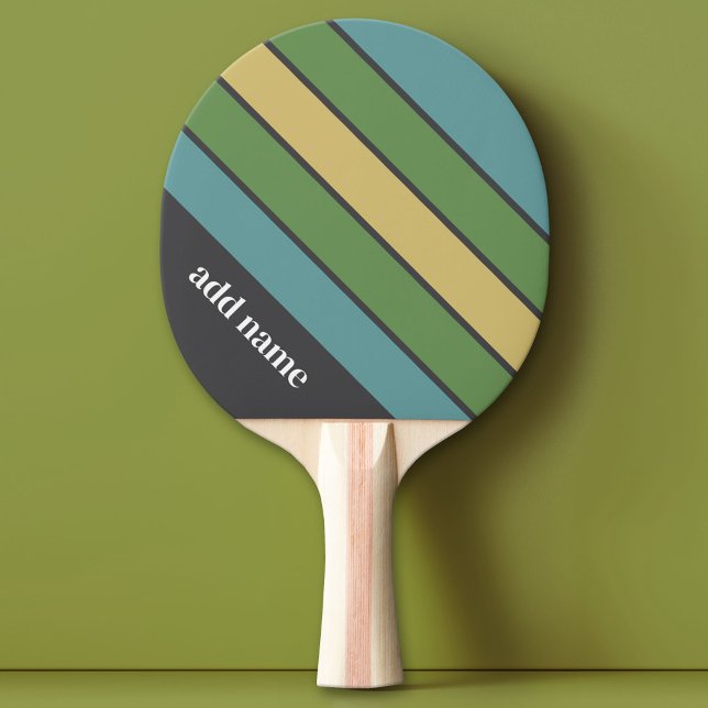 Retro Stripe Muster grau blau grün - Individuelle  Tischtennis Schläger (Custom Ping Pong Paddle)