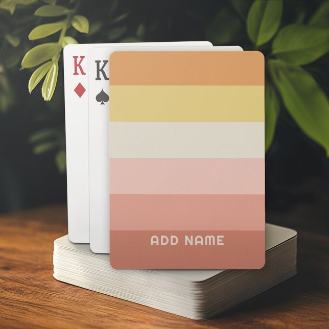 Retro Stripe Muster Korallenrosa Vintages Ambiente Spielkarten (Custom Poker Playing Cards)