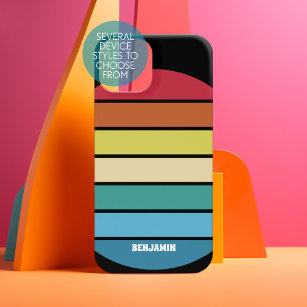 Retro Stripe Muster Regenbogen Vintager Sonnenunte Samsung Galaxy Hülle
