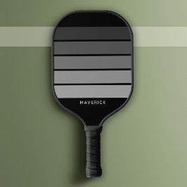 Retro Stripe Pattern Schwarz Grau Vintage Sicht Pickleball Schläger