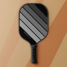 Retro Stripe Pattern Schwarz Grau Vintage Sicht Pickleball Schläger