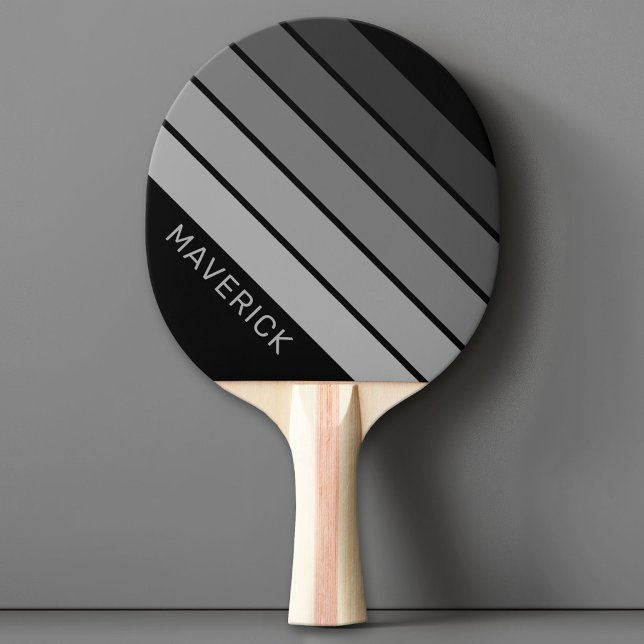 Retro Stripe Pattern Schwarz Grau Vintage Sicht Tischtennis Schläger (Custom Ping Pong Paddle)