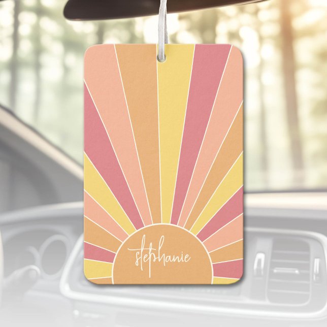 Retro Stripe sunrise - pastellfarbener Regenbogens Autolufterfrischer (Custom Air Freshener)