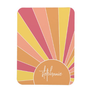 Retro Stripe sunrise - pastellfarbener Regenbogens Magnet