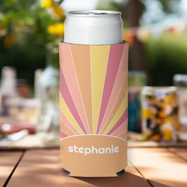 Retro Stripe sunrise - pastellfarbener Regenbogens Selters Dosenkühler (Custom Can Cooler)