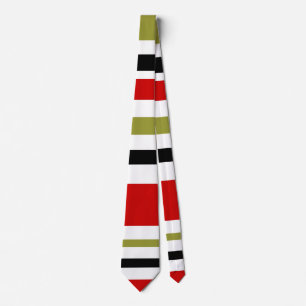 retro stripe tie  in red, black, olive and white krawatte