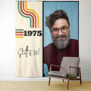 Retro Stripe Vintag 1975 Foto Tapestry Wandteppich