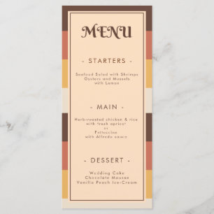 Retro Striped 70iger 60er 70er Groovy Wedding Menükarte