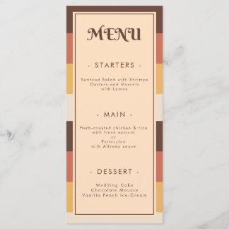 Retro Striped 70iger 60er 70er Groovy Wedding Menükarte