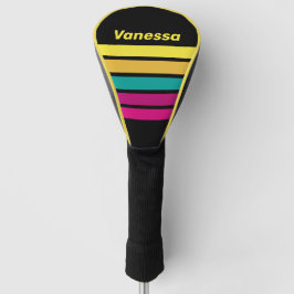 Retro Striped Dark 80s Across Striping with Name Golf Headcover