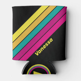 Retro Striped Dark 80s with Name Dosenkühler