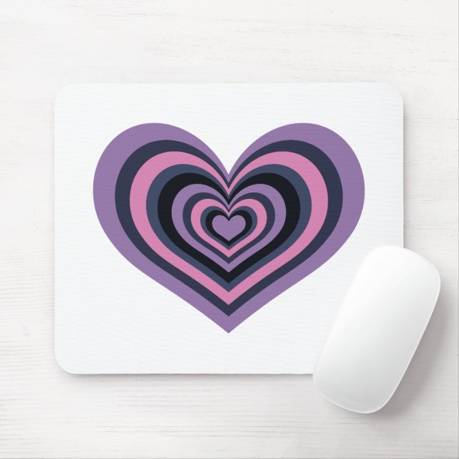 Retro Striped Heart Mouse Pad Mousepad (Mit Mouse)
