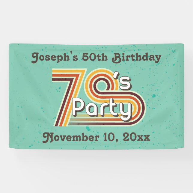 Retro Striped Party der 70er Banner (Horizontal)