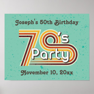 Retro Striped Party der 70er Poster