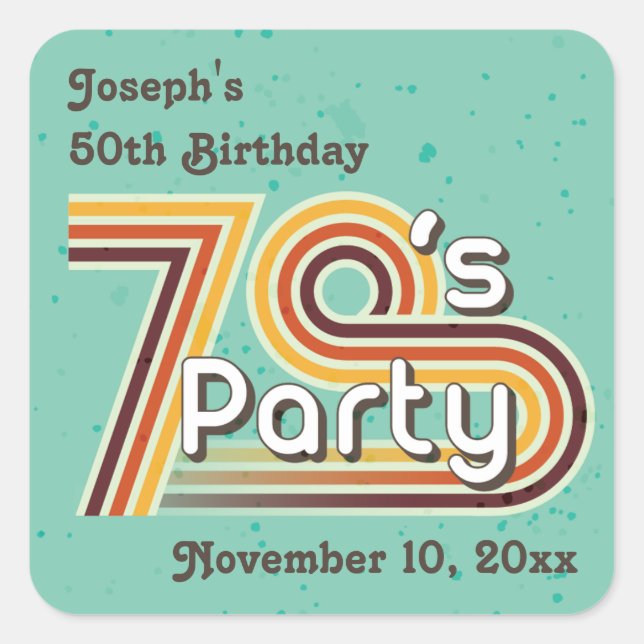Retro Striped Party Sticker der 70er (Vorderseite)