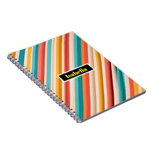 Retro Striped Spiralnotebook   Farbige Geometrie Notizblock