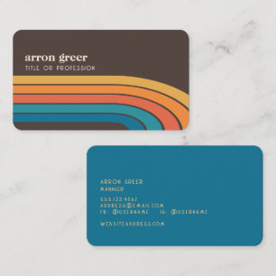 Retro Stripes 70er 80er Orange Brown Aquamarin Visitenkarte