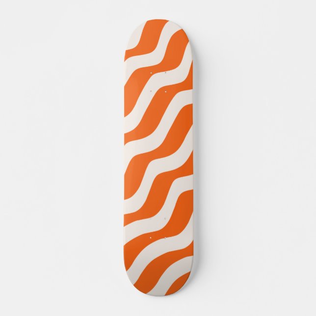 Retro Stripes Abstract Lines Orange Vintage Waves Skateboard (Vorne)