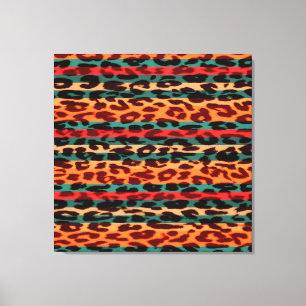 Retro Stripes Animal Print Fur aus Leopard Leinwanddruck