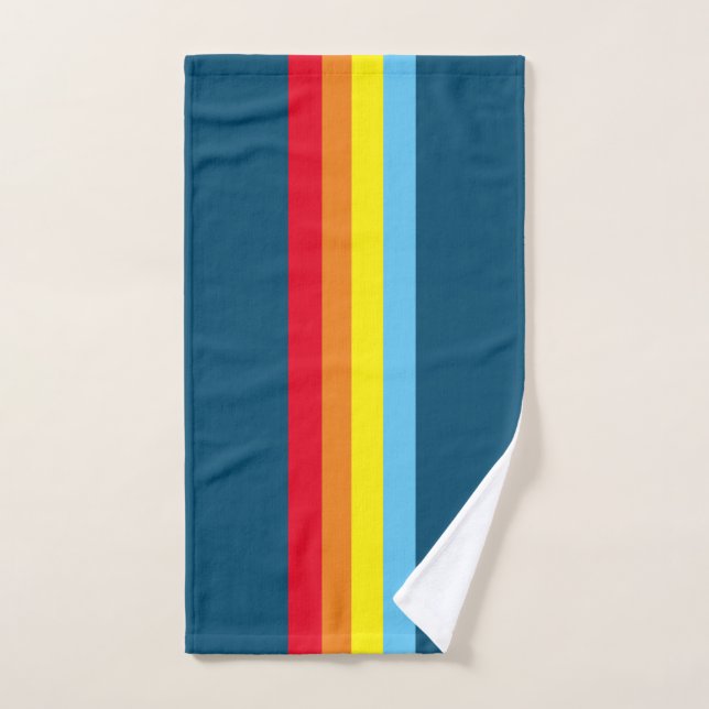 Retro Stripes Bath Towels (Navy Blue Multi) Badhandtuch Set (Handtuch)