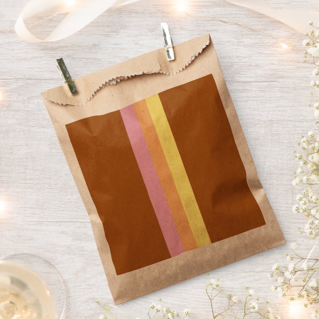 Retro Stripes Bevorzugungspatsche (Orange Multi) Geschenktütchen (Ausgeschnitten)