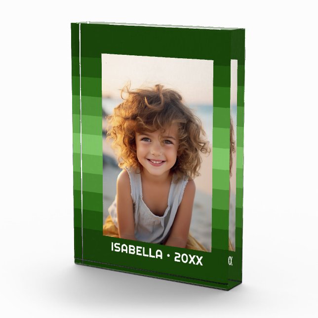 Retro Stripes - Christmas Green - Einfaches Foto (Rechts)