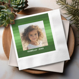 Retro Stripes - Christmas Green - Einfaches Foto Serviette