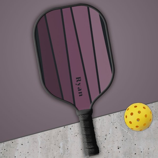 Retro Stripes Dark Eggplant Colors Pickleball Schläger (Von Creator hochgeladen)