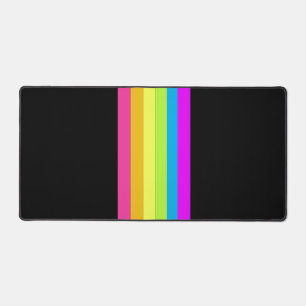 Retro Stripes Desk Mat (Black & Neon Multi) Schreibtischunterlage