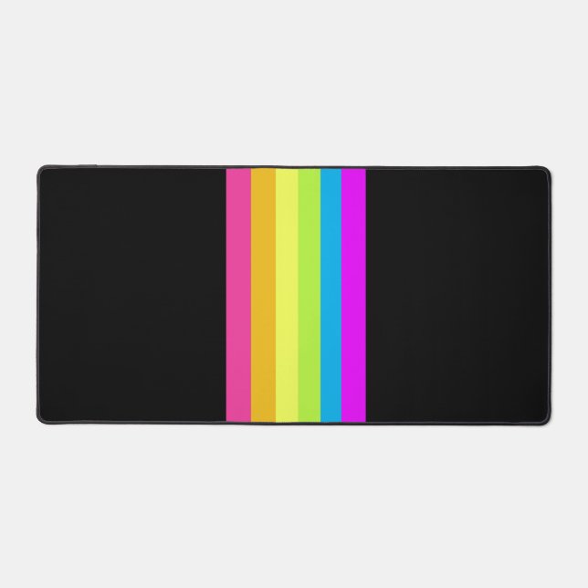 Retro Stripes Desk Mat (Black & Neon Multi) Schreibtischunterlage (Vorderseite)