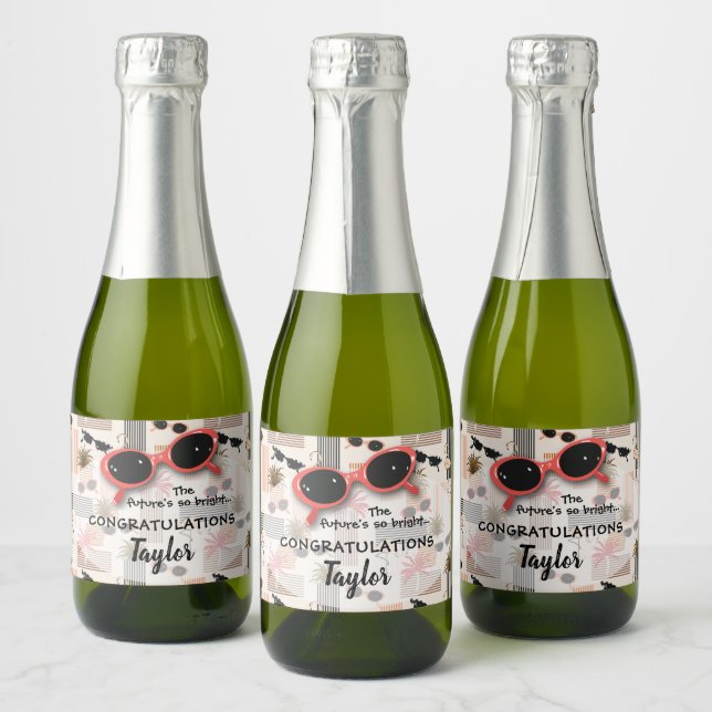 Retro Stripes Flamingos Palms Sonnenbrille Mini (Flaschen)