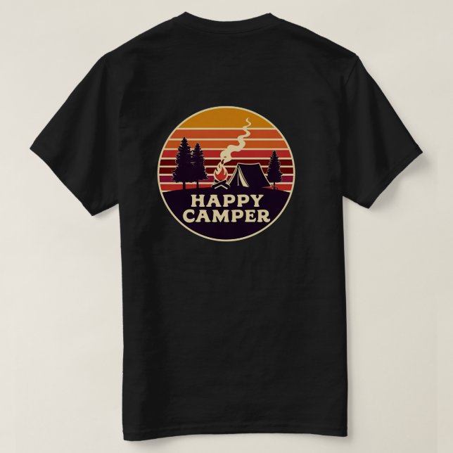 Retro Stripes Happy Camper - Vintager Rücken T-Shirt (Design Rückseite)