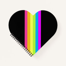 Retro Stripes Heart Notebook (Black & Neon Multi) Notizbuch