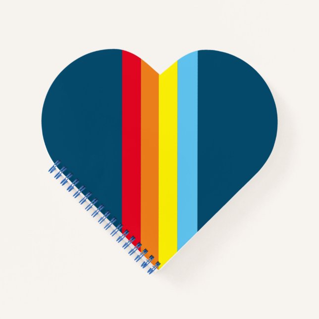 Retro Stripes Heart Notebook (Navy Blue Multi) Notizbuch (Vorderseite)