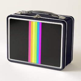 Retro Stripes Metal Lunchbox (Black & Neon Multi)